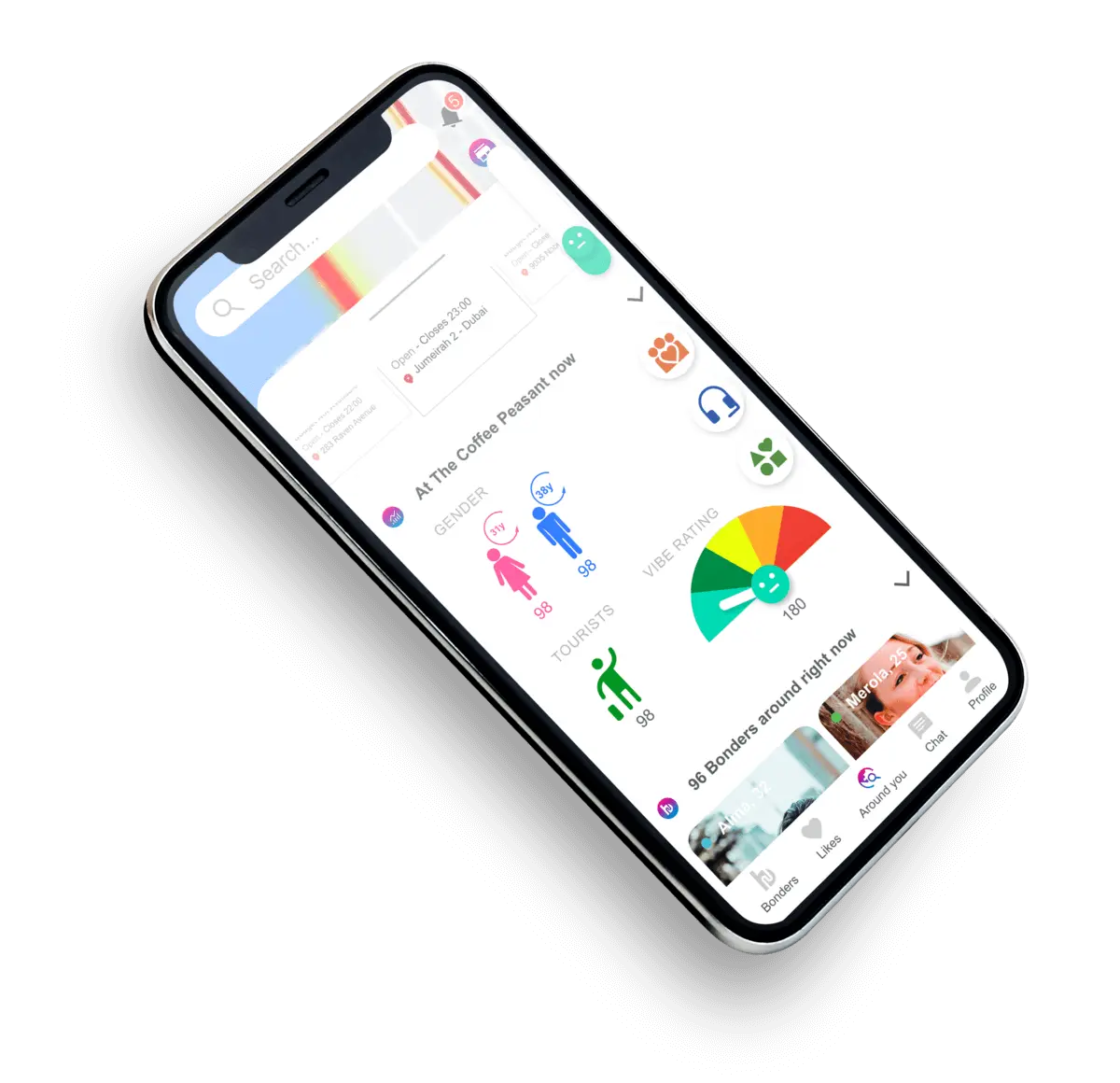 Live atmosphere of a venue in the Bond app