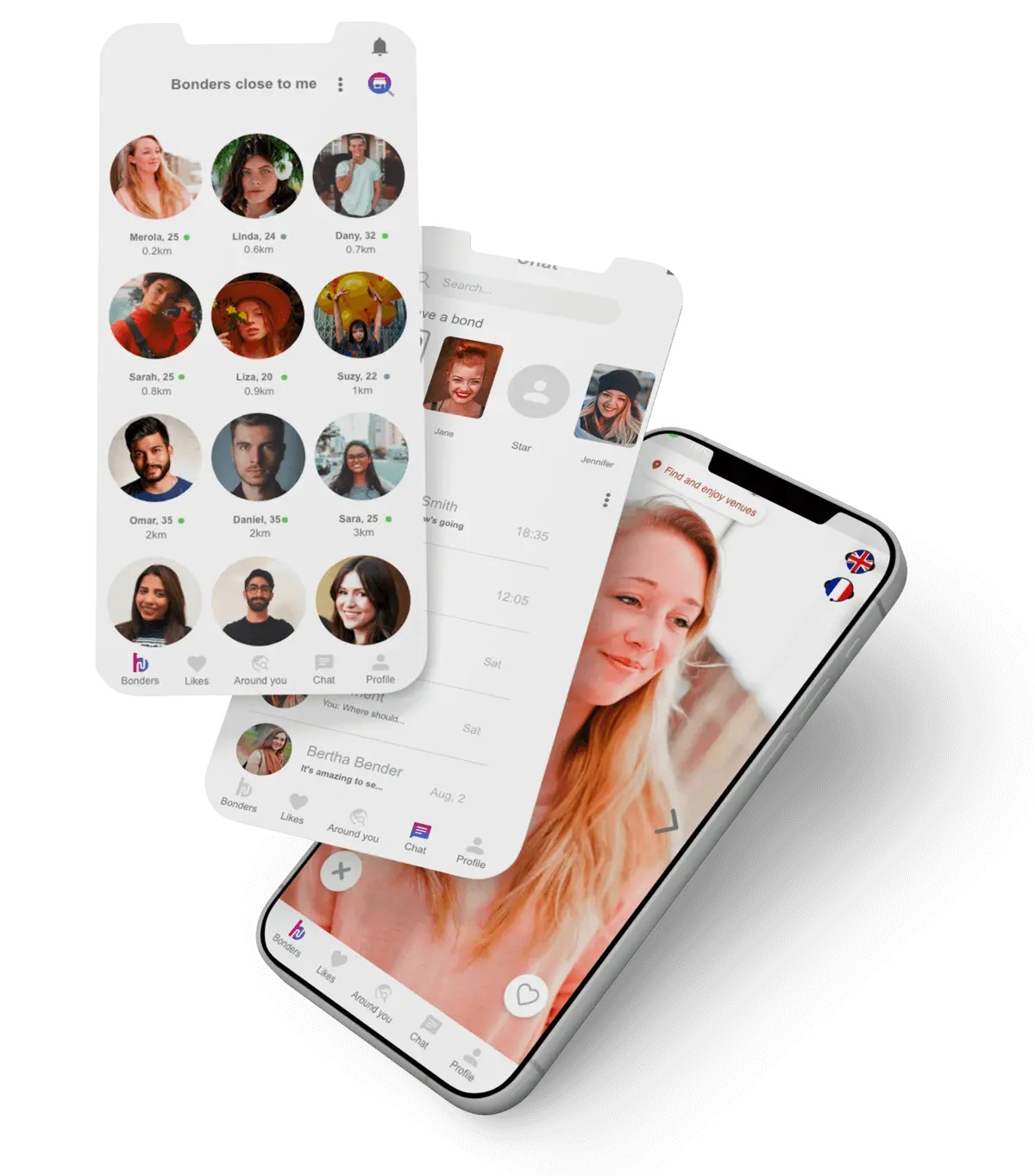Profiles of Bonders around you in the Bond app